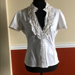 Matty M White Ruffle Blouse
